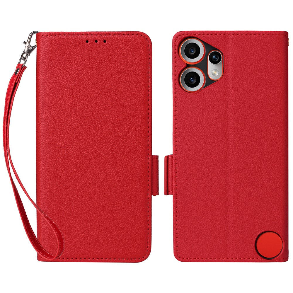 Nothing CMF Phone 2 Pro Wallet-Handyhülle – Aus PU-Leder & Litschi-Textur, mit Ständer & Tragegurt