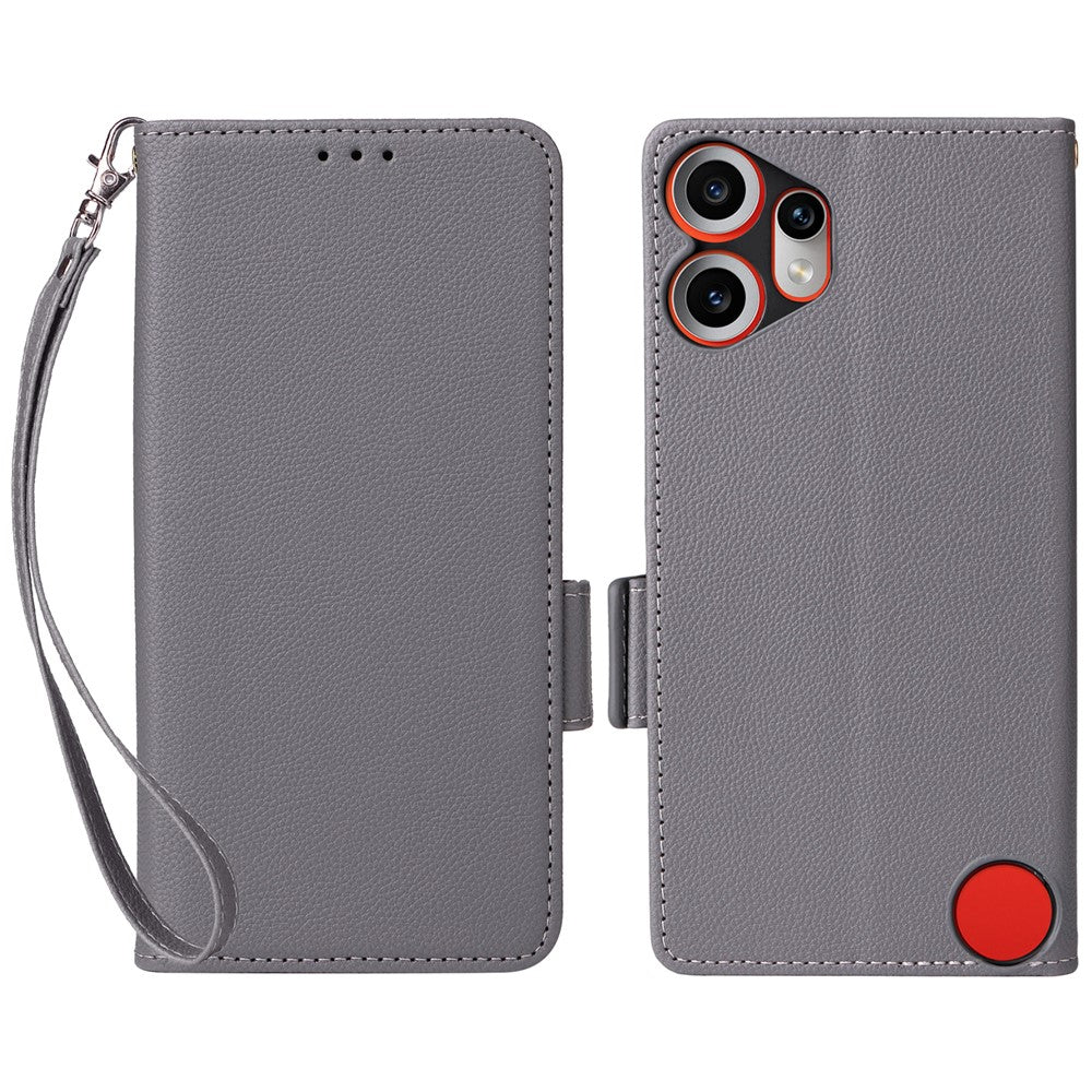 Nothing CMF Phone 2 Pro Wallet-Handyhülle – Aus PU-Leder & Litschi-Textur, mit Ständer & Tragegurt