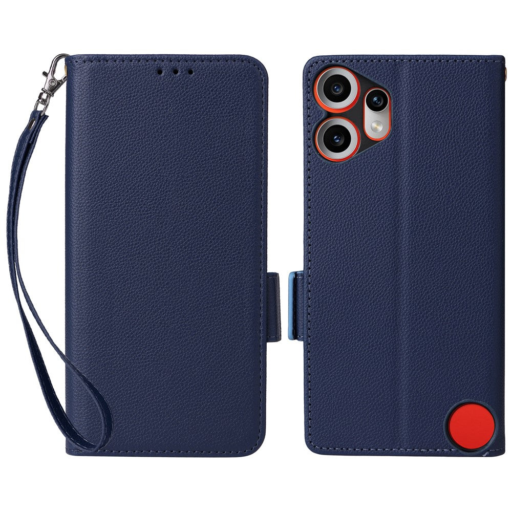 Nothing CMF Phone 2 Pro Wallet-Handyhülle – Aus PU-Leder & Litschi-Textur, mit Ständer & Tragegurt