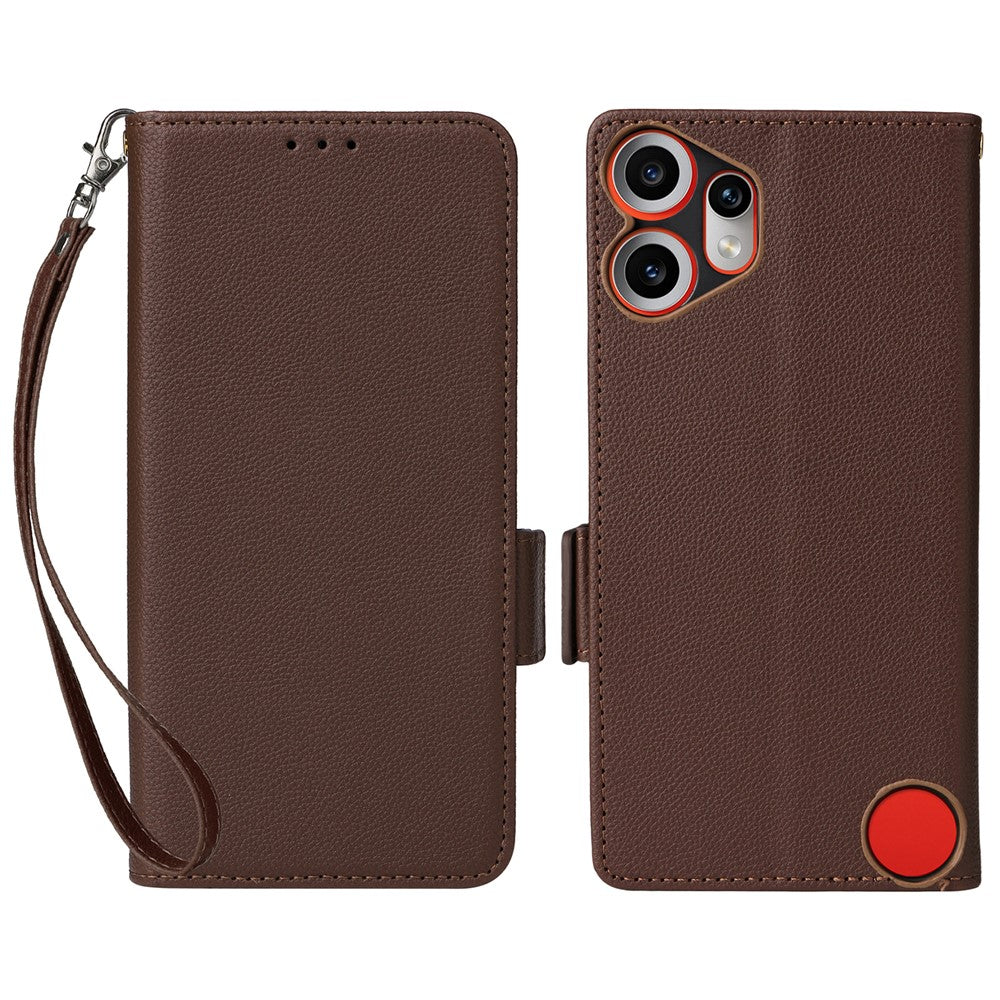 Nothing CMF Phone 2 Pro Wallet-Handyhülle – Aus PU-Leder & Litschi-Textur, mit Ständer & Tragegurt