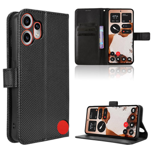 For Nothing CMF Phone 2 Pro Leather Wallet Case with Strap Diamond Texture Phone Cover