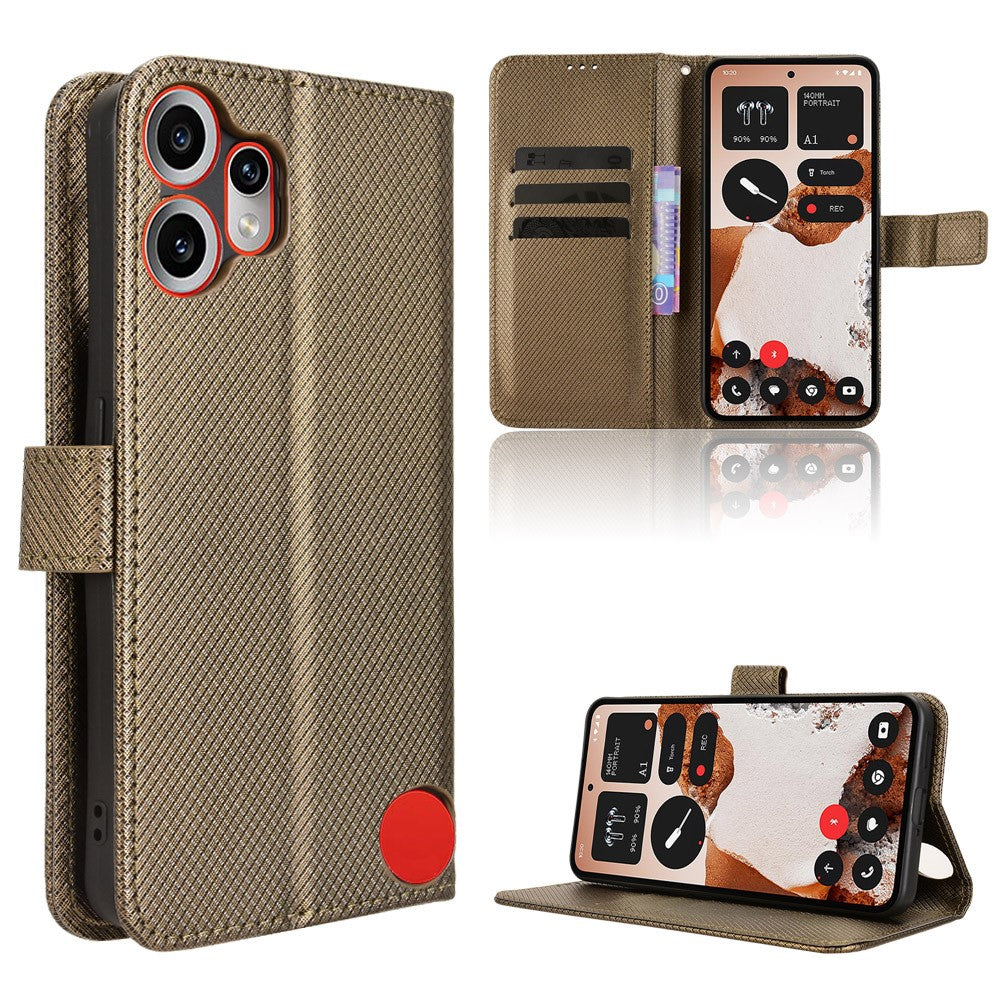 For Nothing CMF Phone 2 Pro Leather Wallet Case with Strap Diamond Texture Phone Cover