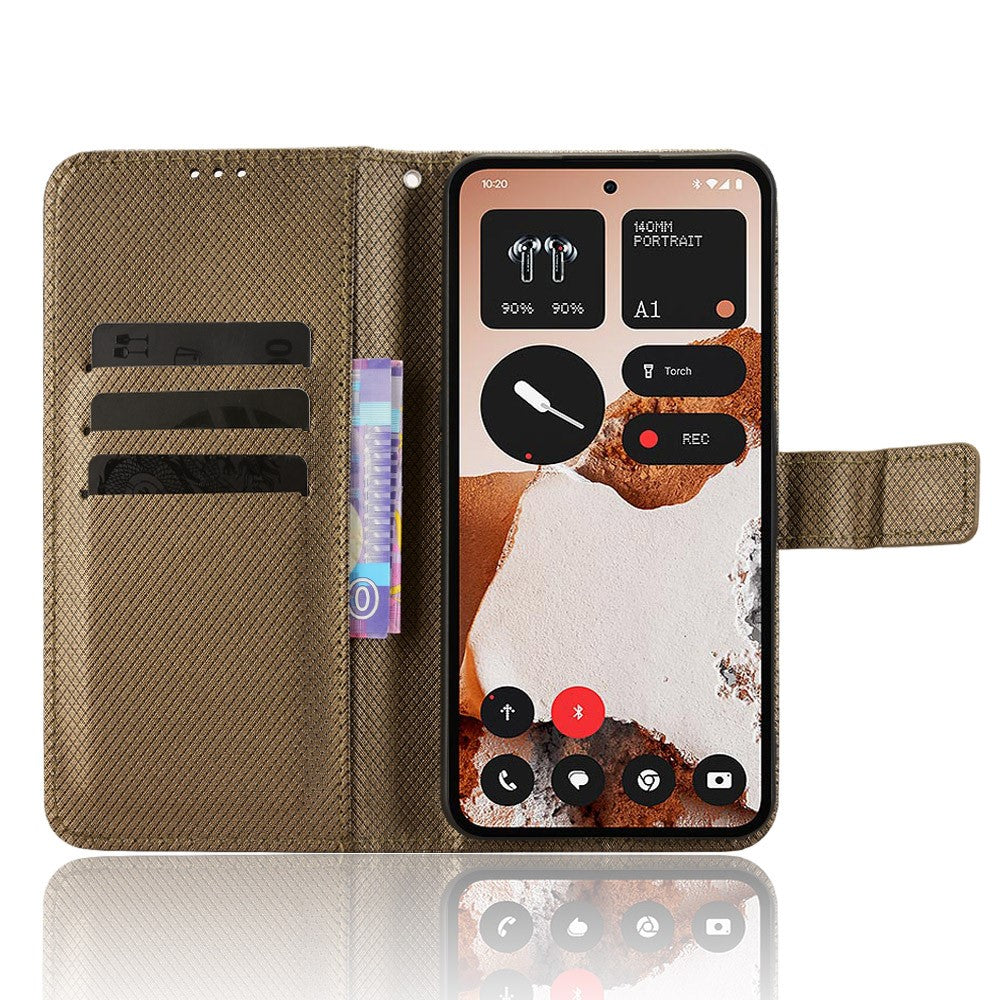 For Nothing CMF Phone 2 Pro Leather Wallet Case with Strap Diamond Texture Phone Cover