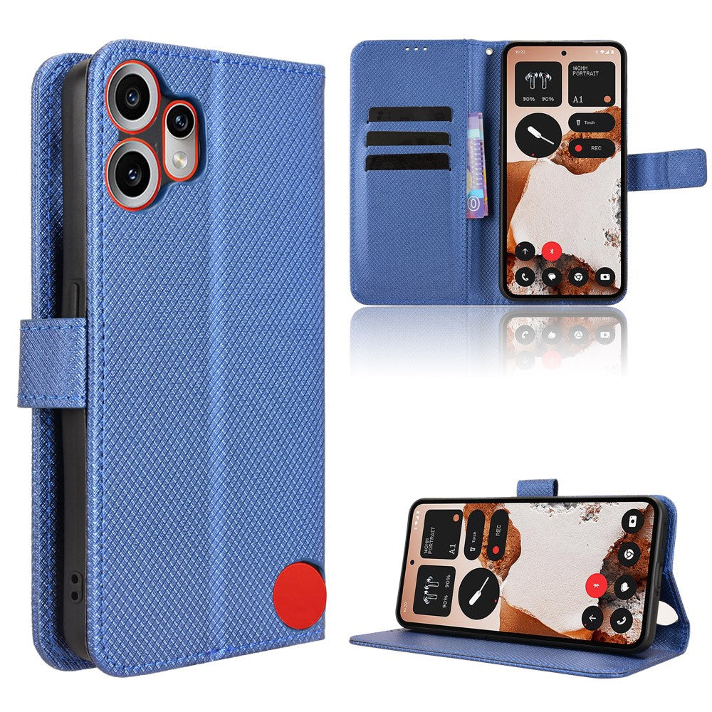 For Nothing CMF Phone 2 Pro Leather Wallet Case with Strap Diamond Texture Phone Cover