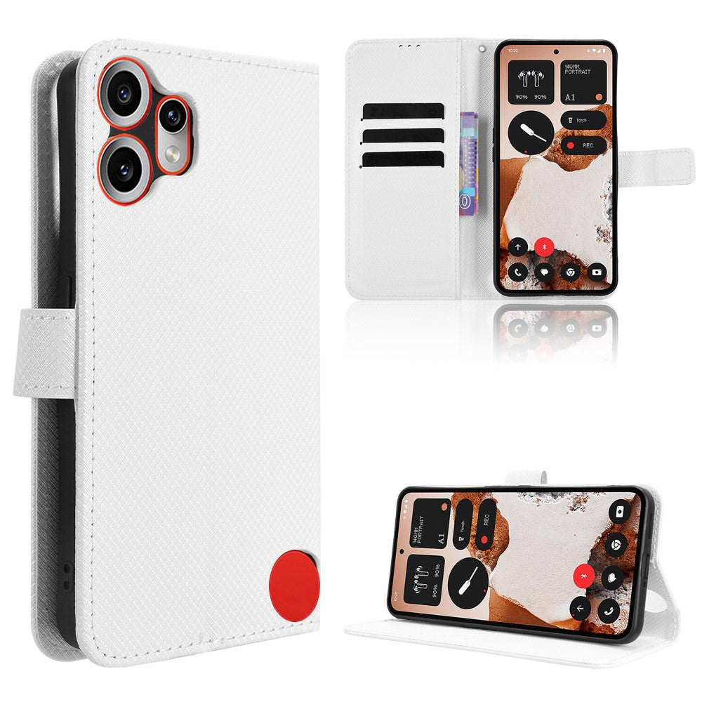 For Nothing CMF Phone 2 Pro Leather Wallet Case with Strap Diamond Texture Phone Cover