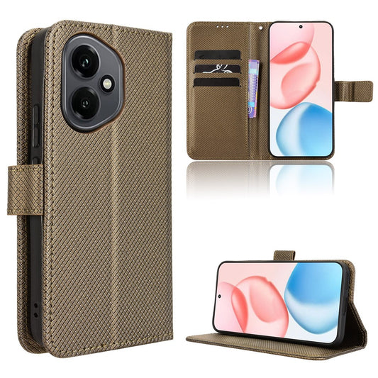 Honor 400 5G (Global) Handyhülle – Leder-Brieftaschenetui mit Riemen und Diamant-Textur