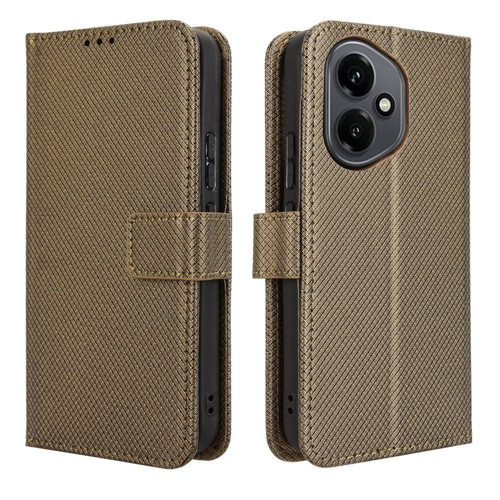 For Honor 400 5G (Global) Leather Wallet Case with Strap Diamond Texture Phone Cover