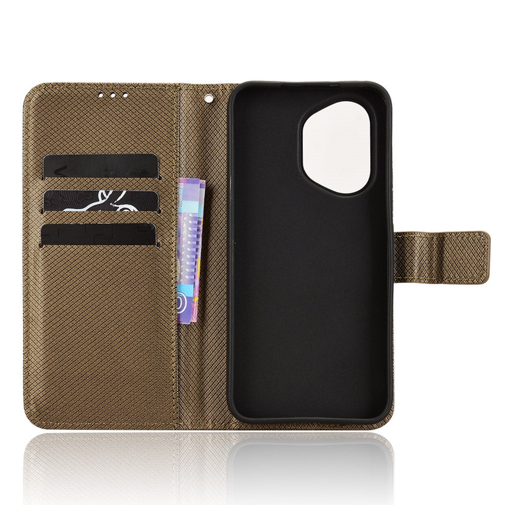 For Honor 400 5G (Global) Leather Wallet Case with Strap Diamond Texture Phone Cover