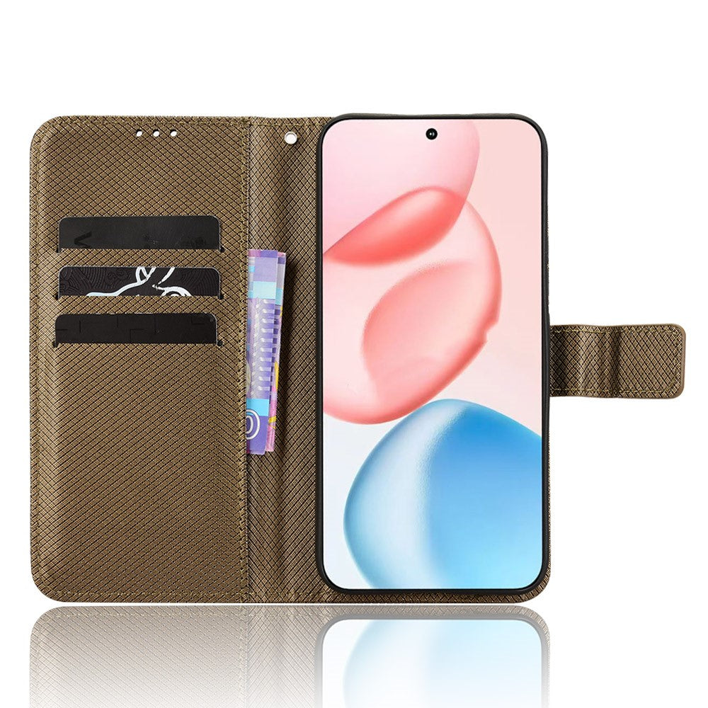 For Honor 400 5G (Global) Leather Wallet Case with Strap Diamond Texture Phone Cover