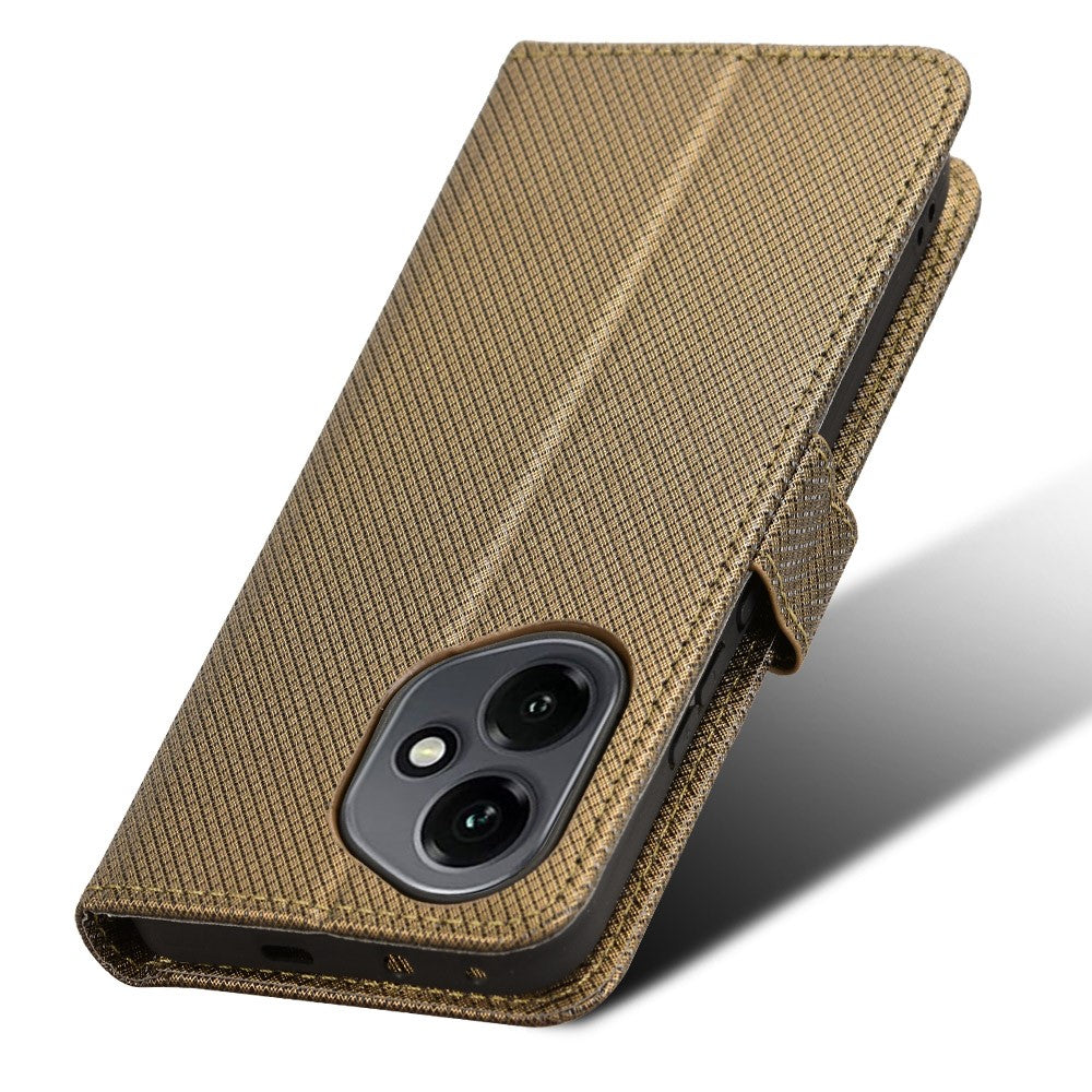 For Honor 400 5G (Global) Leather Wallet Case with Strap Diamond Texture Phone Cover