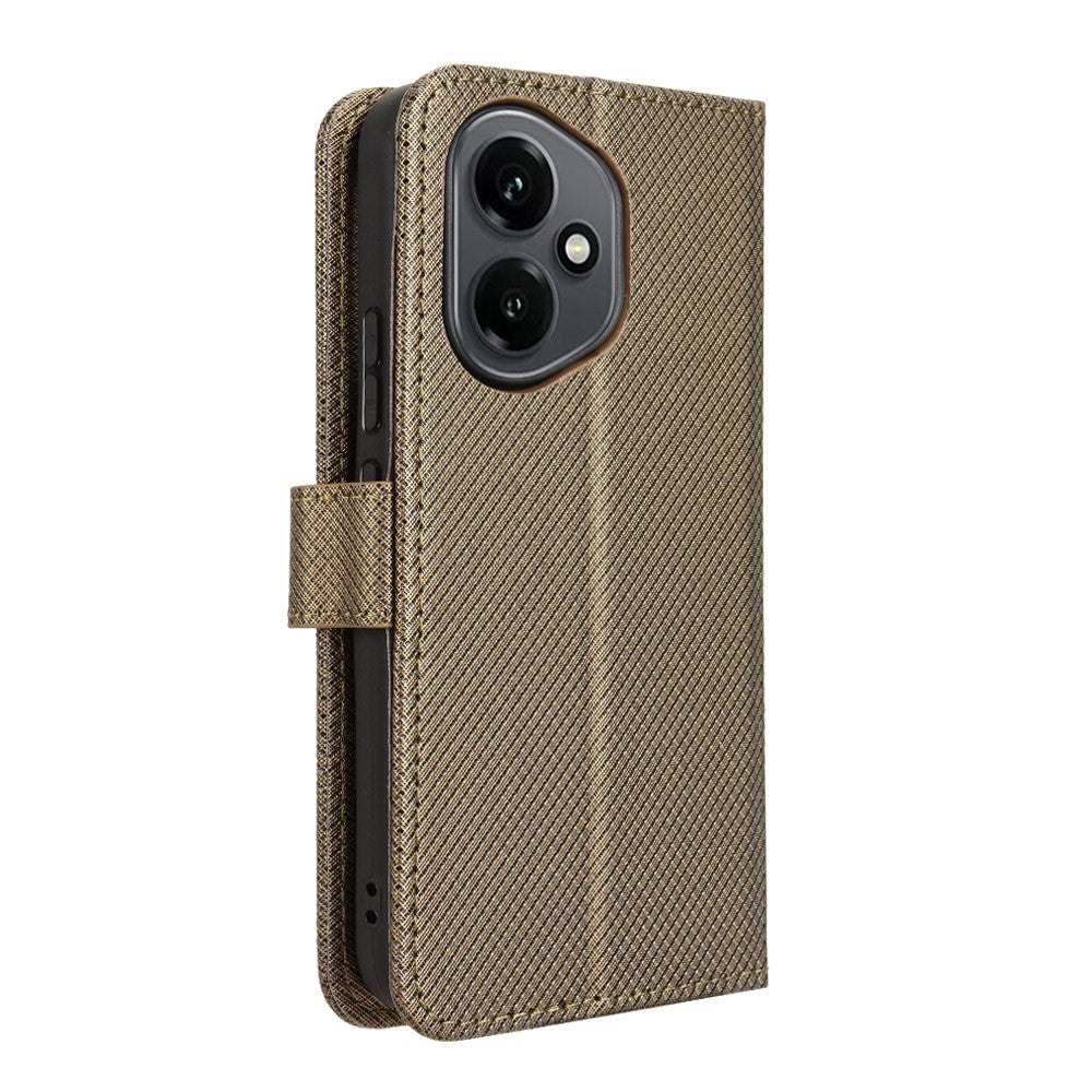 For Honor 400 5G (Global) Leather Wallet Case with Strap Diamond Texture Phone Cover