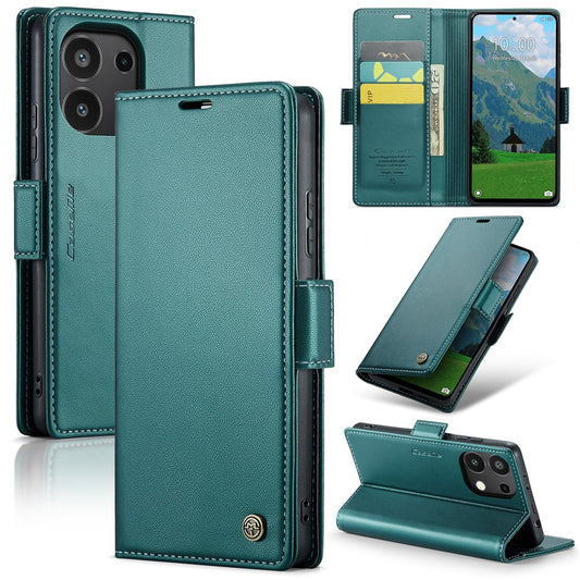 Xiaomi Redmi Note 13 4G Handyhülle – CASEME 023 Series RFID-blockierende Leder-Brieftaschen- mit Ständer