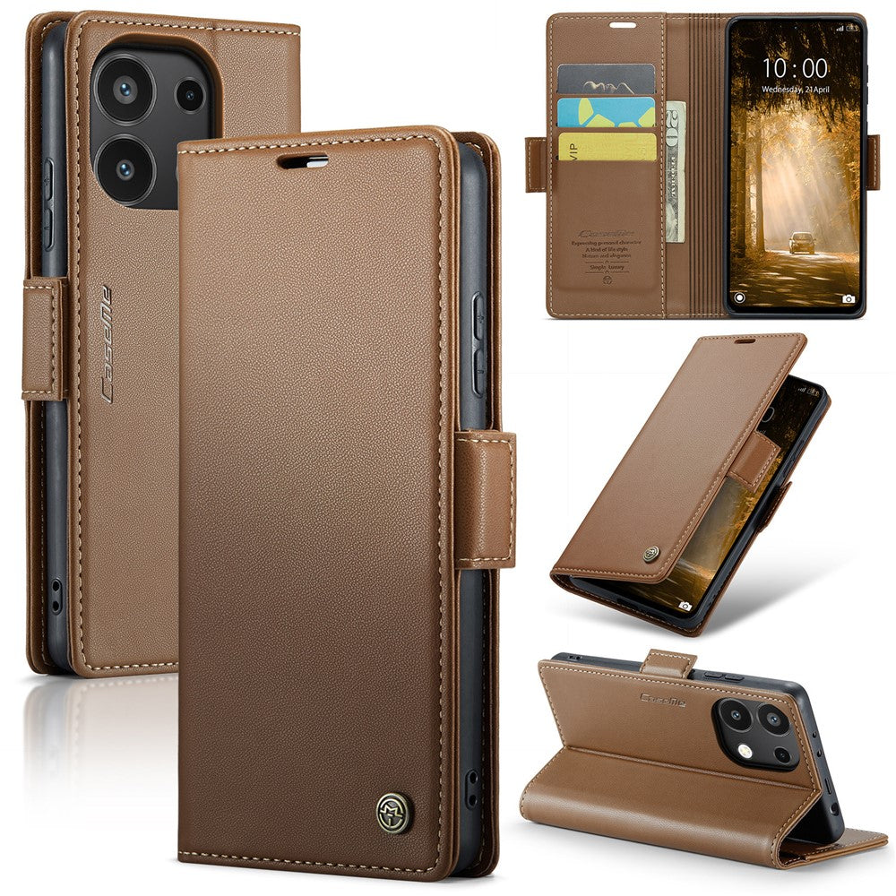 CASEME For Xiaomi Redmi Note 13 4G Case  023 Series RFID Blocking Leather Wallet Stand Phone Cover
