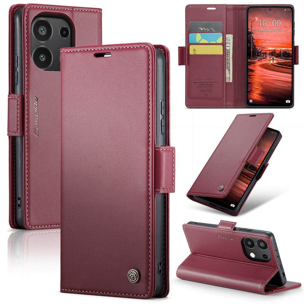 CASEME For Xiaomi Redmi Note 13 4G Case  023 Series RFID Blocking Leather Wallet Stand Phone Cover