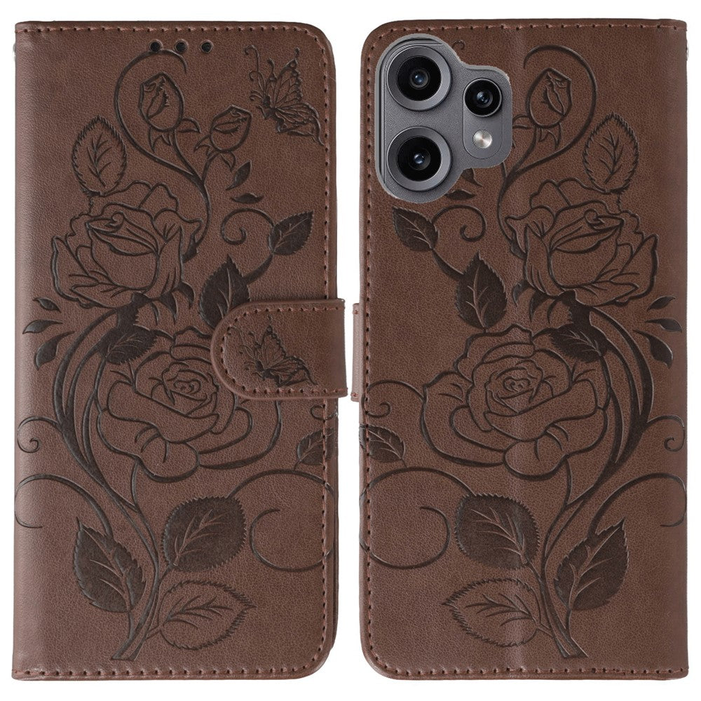 Nothing CMF Phone 2 Pro Wallet-Handyhülle – Aus PU-Leder mit Rosen- & Schmetterlingsmuster