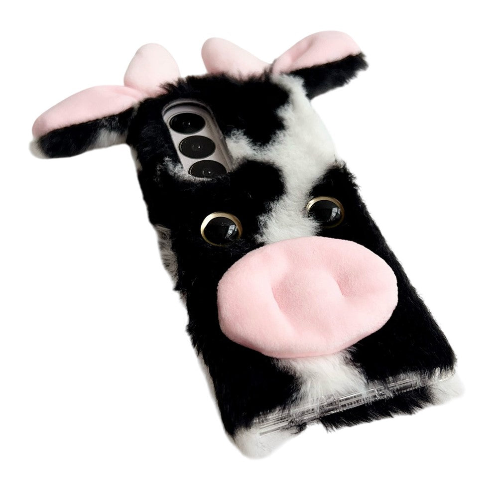 For Samsung Galaxy Z Fold7 5G Case Plush Cow Hard PC Protective Phone Cover