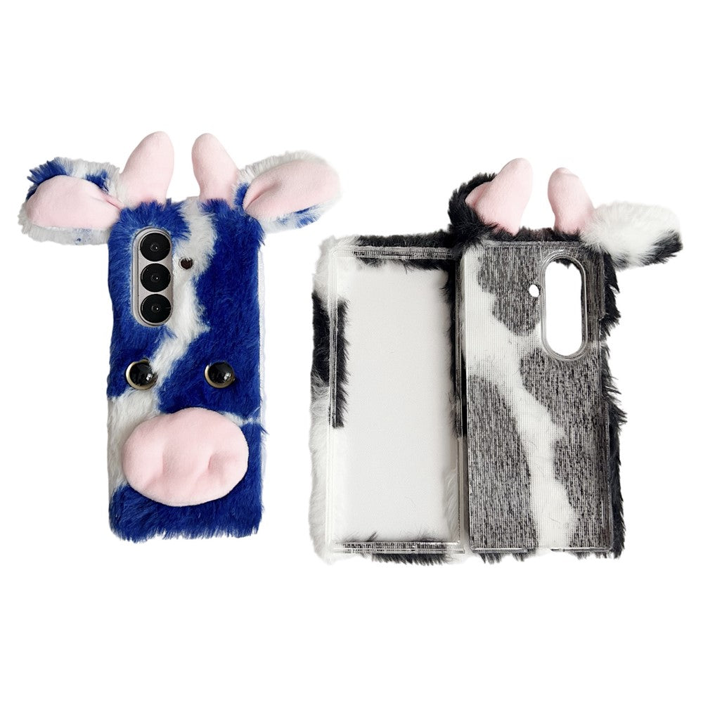 For Samsung Galaxy Z Fold7 5G Case Plush Cow Hard PC Protective Phone Cover