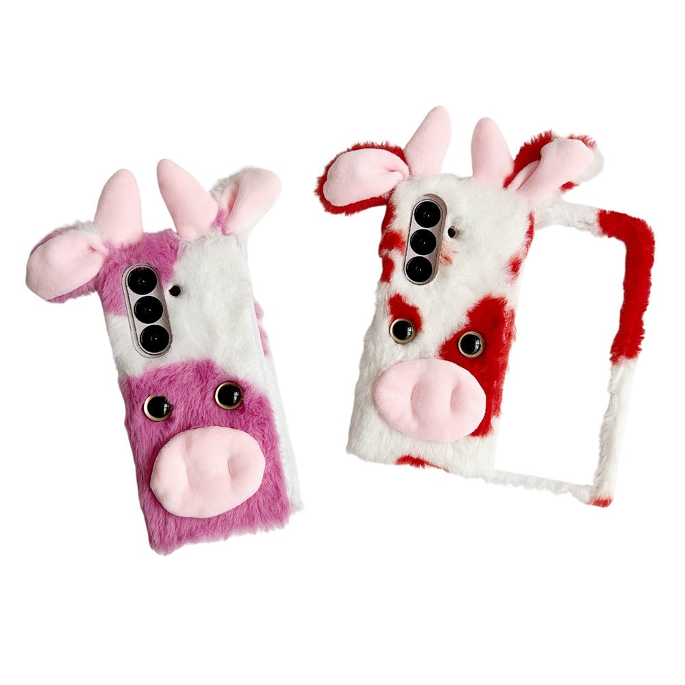 For Samsung Galaxy Z Fold7 5G Case Plush Cow Hard PC Protective Phone Cover