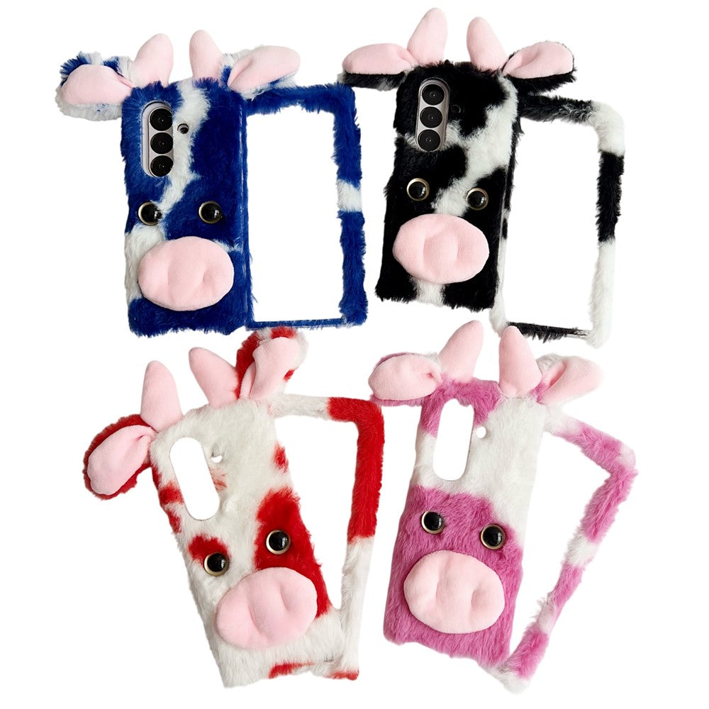 For Samsung Galaxy Z Fold7 5G Case Plush Cow Hard PC Protective Phone Cover