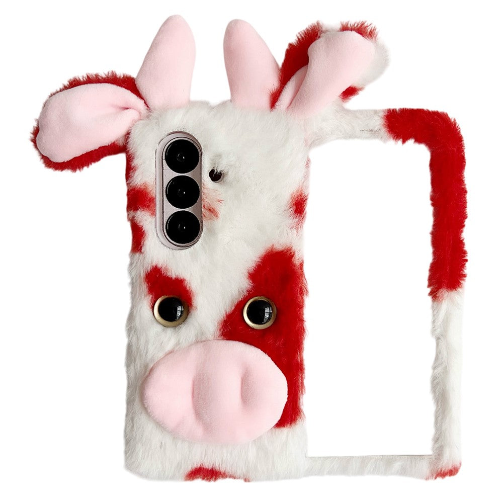 For Samsung Galaxy Z Fold7 5G Case Plush Cow Hard PC Protective Phone Cover