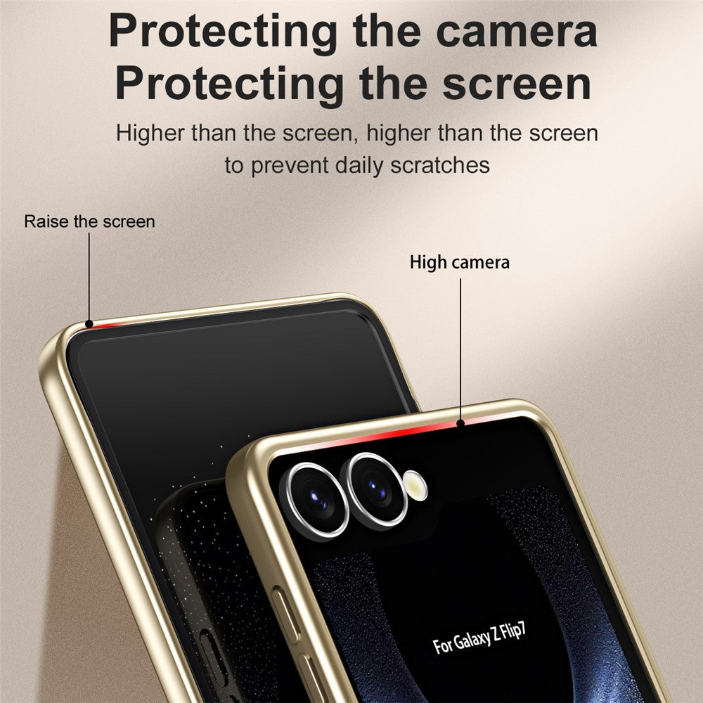 For Samsung Galaxy Z Flip7 5G Case Electroplating Hard PC Protective Phone Cover with Screen Protector