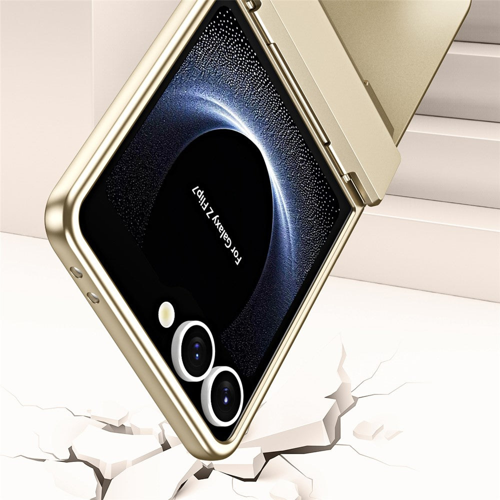 For Samsung Galaxy Z Flip7 5G Case Electroplating Hard PC Protective Phone Cover with Screen Protector
