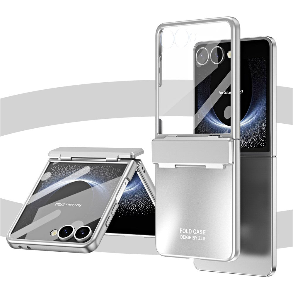 For Samsung Galaxy Z Flip7 5G Case Electroplating Hard PC Protective Phone Cover with Screen Protector