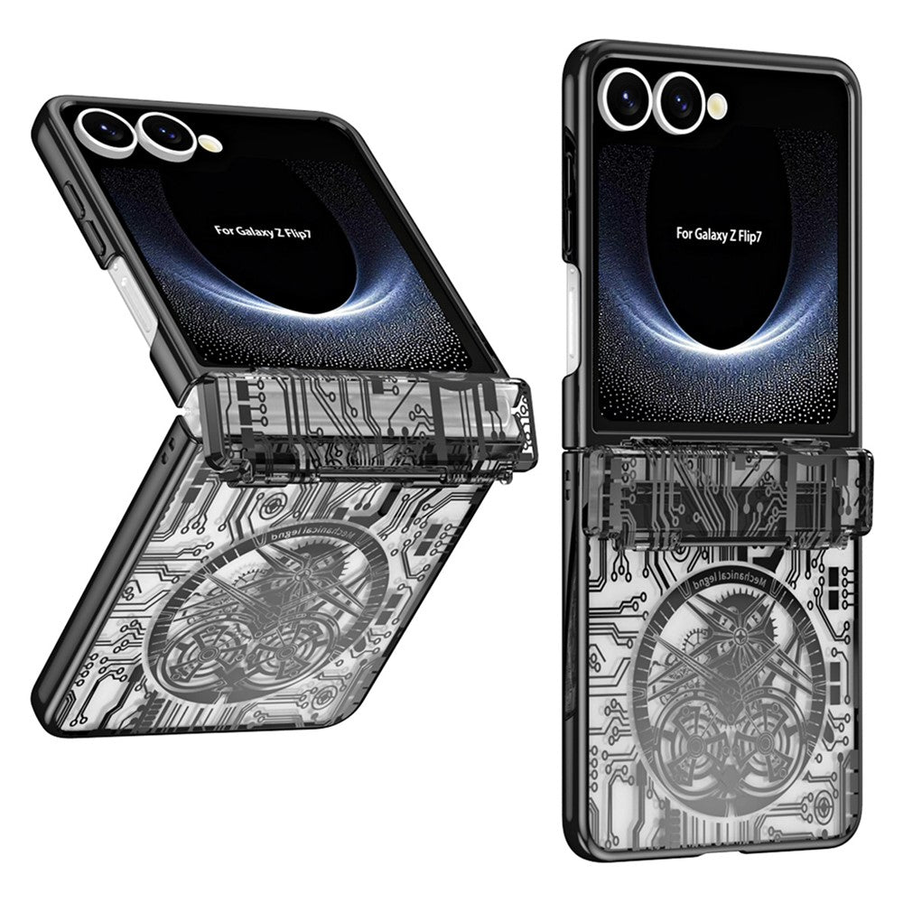 For Samsung Galaxy Z Flip7 5G Case Mechanical Legend Electroplating PC Phone Cover with Rear Screen Film
