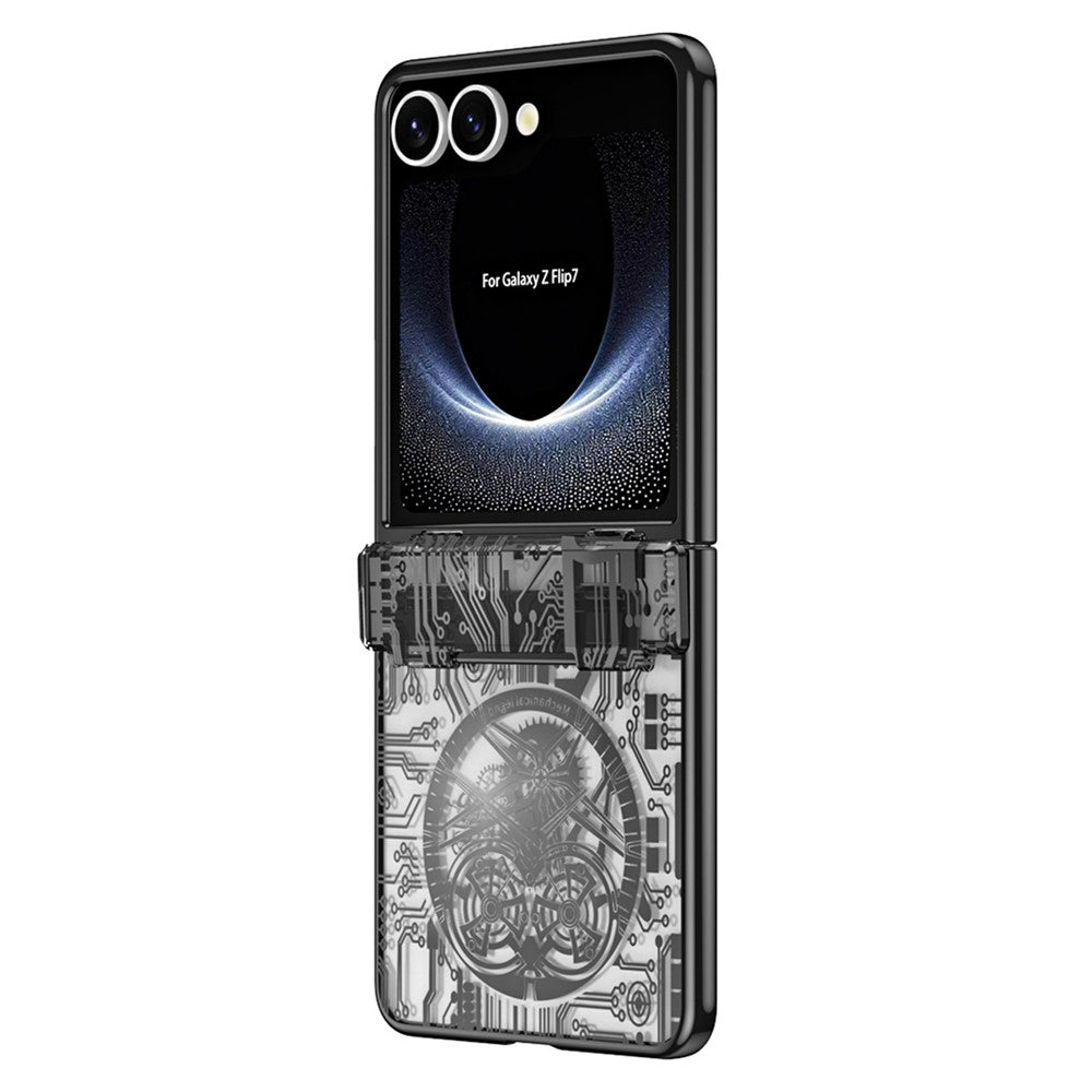 For Samsung Galaxy Z Flip7 5G Case Mechanical Legend Electroplating PC Phone Cover with Rear Screen Film