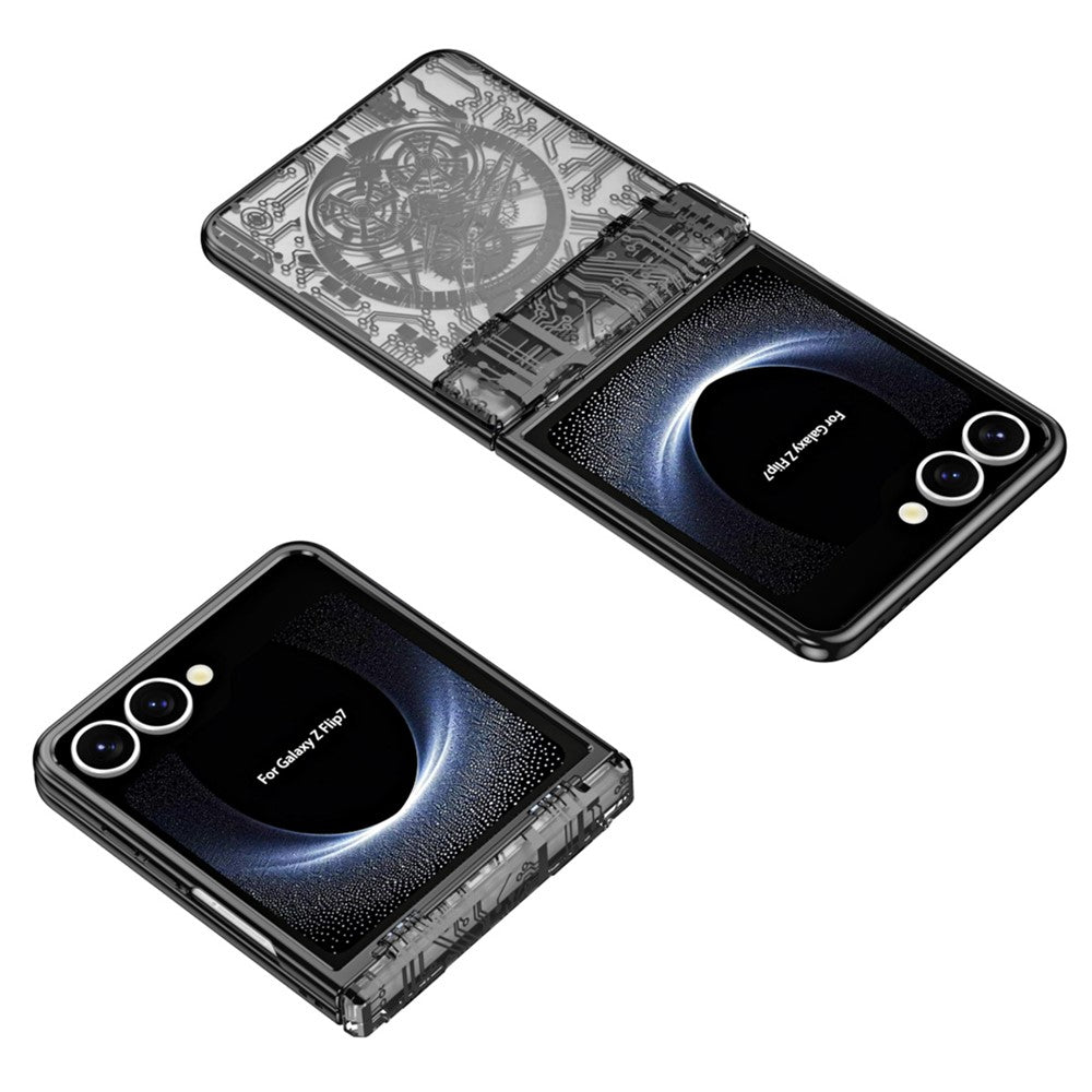 For Samsung Galaxy Z Flip7 5G Case Mechanical Legend Electroplating PC Phone Cover with Rear Screen Film
