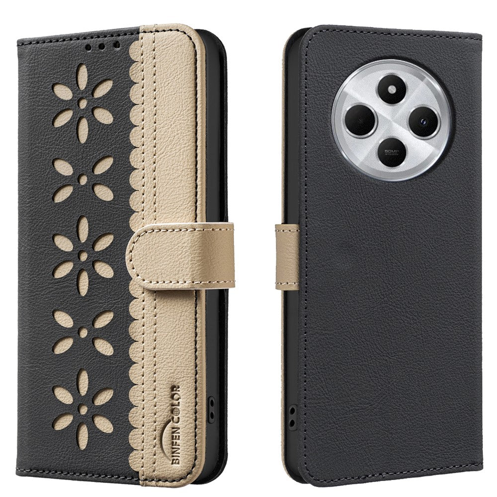BINFEN COLOR For Xiaomi Redmi 14C 4G / Xiaomi Poco C75 4G Leather Case  BF36 Floral Pattern Phone Cover RFID Blocking Wallet Stand