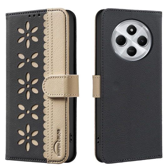 BINFEN COLOR For Xiaomi Redmi 14C 4G / Xiaomi Poco C75 4G Leather Case  BF36 Floral Pattern Phone Cover RFID Blocking Wallet Stand