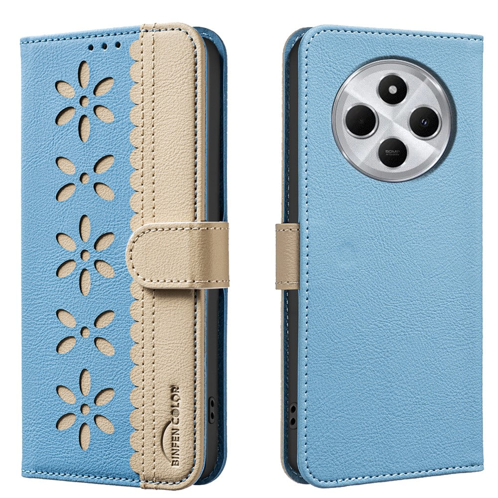 BINFEN COLOR For Xiaomi Redmi 14C 4G / Xiaomi Poco C75 4G Leather Case  BF36 Floral Pattern Phone Cover RFID Blocking Wallet Stand