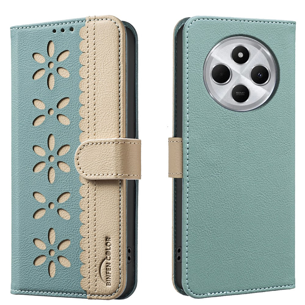 BINFEN COLOR For Xiaomi Redmi 14C 4G / Xiaomi Poco C75 4G Leather Case  BF36 Floral Pattern Phone Cover RFID Blocking Wallet Stand