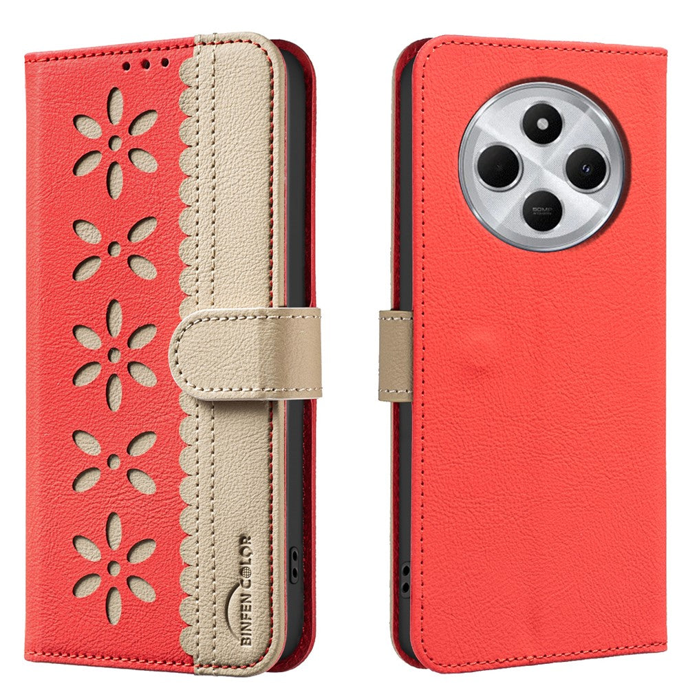 BINFEN COLOR For Xiaomi Redmi 14C 4G / Xiaomi Poco C75 4G Leather Case  BF36 Floral Pattern Phone Cover RFID Blocking Wallet Stand