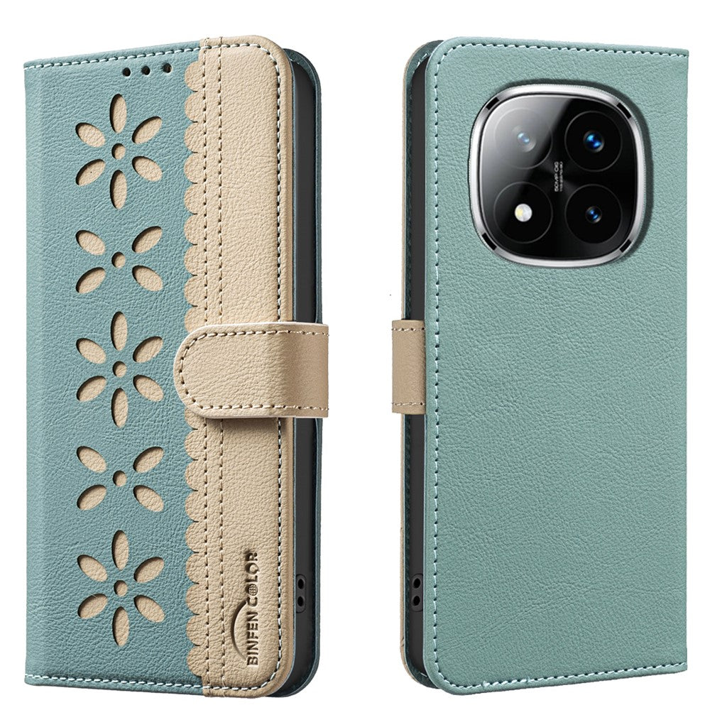 BINFEN COLOR For Xiaomi Redmi Note 14 Pro+ 5G / Xiaomi Redmi Note 14 Pro 5G Leather Case  BF36 Floral Pattern Phone Cover RFID Blocking Wallet Stand
