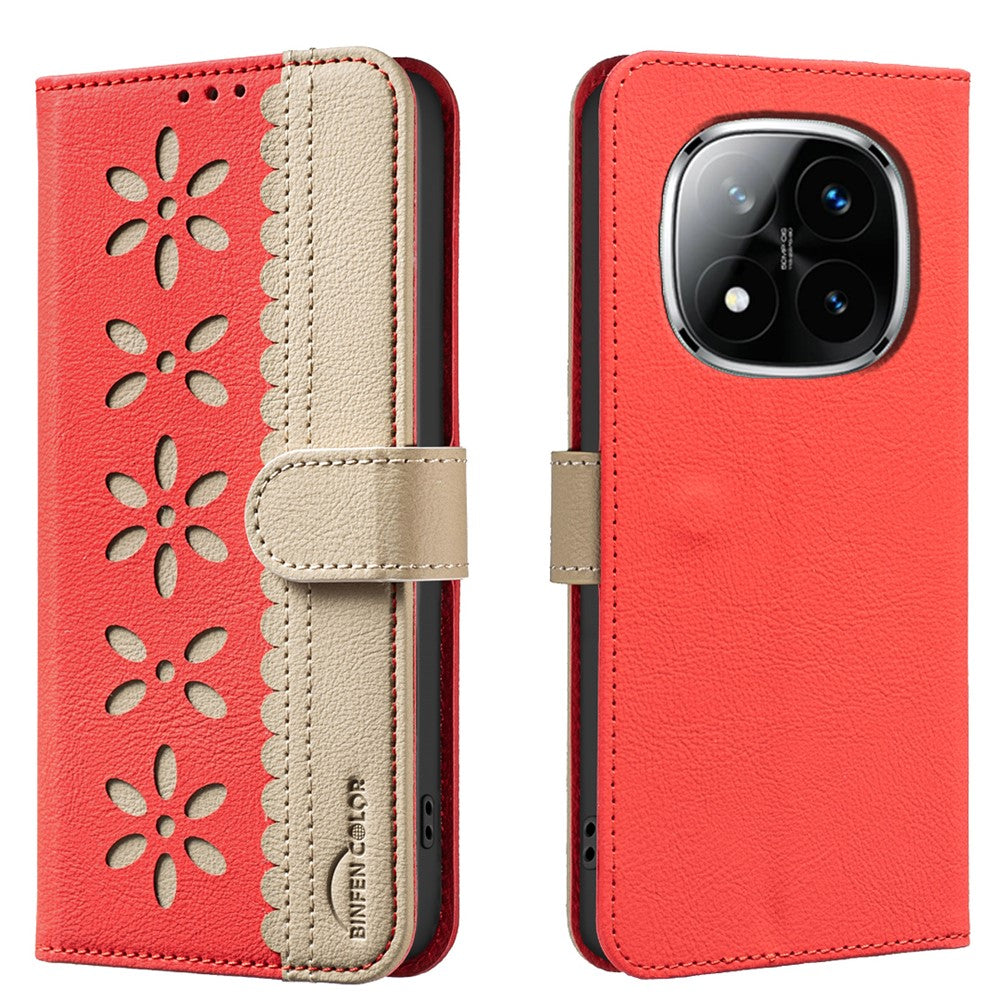 BINFEN COLOR For Xiaomi Redmi Note 14 Pro+ 5G / Xiaomi Redmi Note 14 Pro 5G Leather Case  BF36 Floral Pattern Phone Cover RFID Blocking Wallet Stand