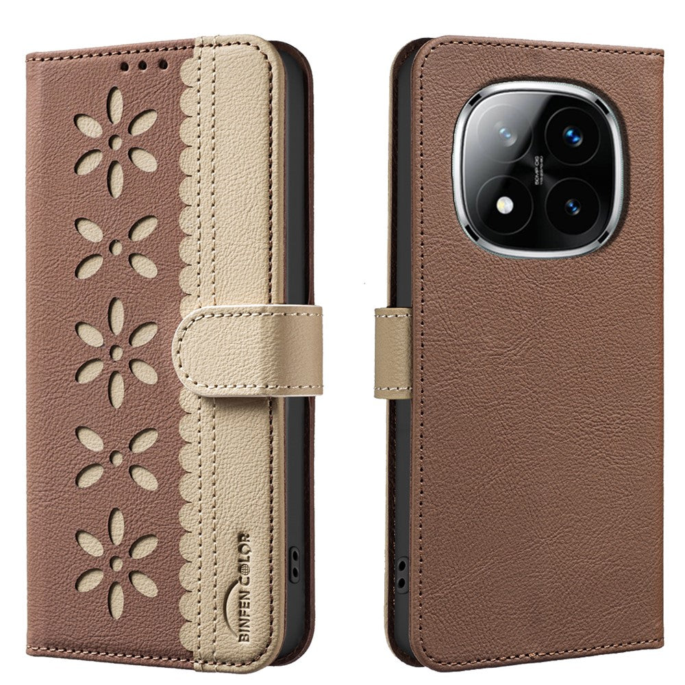 BINFEN COLOR For Xiaomi Redmi Note 14 Pro+ 5G / Xiaomi Redmi Note 14 Pro 5G Leather Case  BF36 Floral Pattern Phone Cover RFID Blocking Wallet Stand