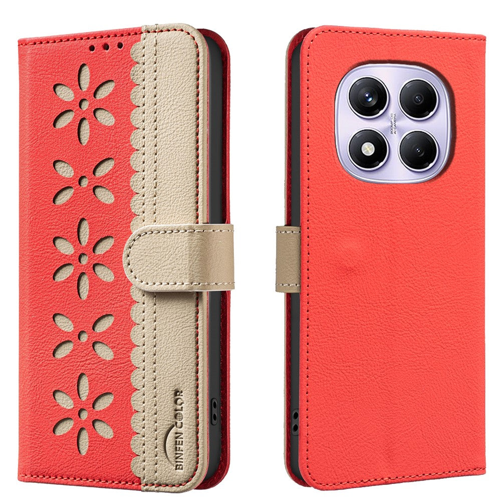 BINFEN COLOR For Xiaomi Redmi Note 14 Pro 4G Leather Case  BF36 Floral Pattern Phone Cover RFID Blocking Wallet Stand