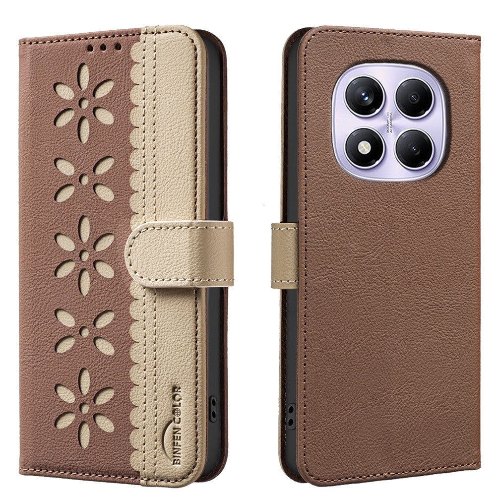 BINFEN COLOR For Xiaomi Redmi Note 14 Pro 4G Leather Case  BF36 Floral Pattern Phone Cover RFID Blocking Wallet Stand