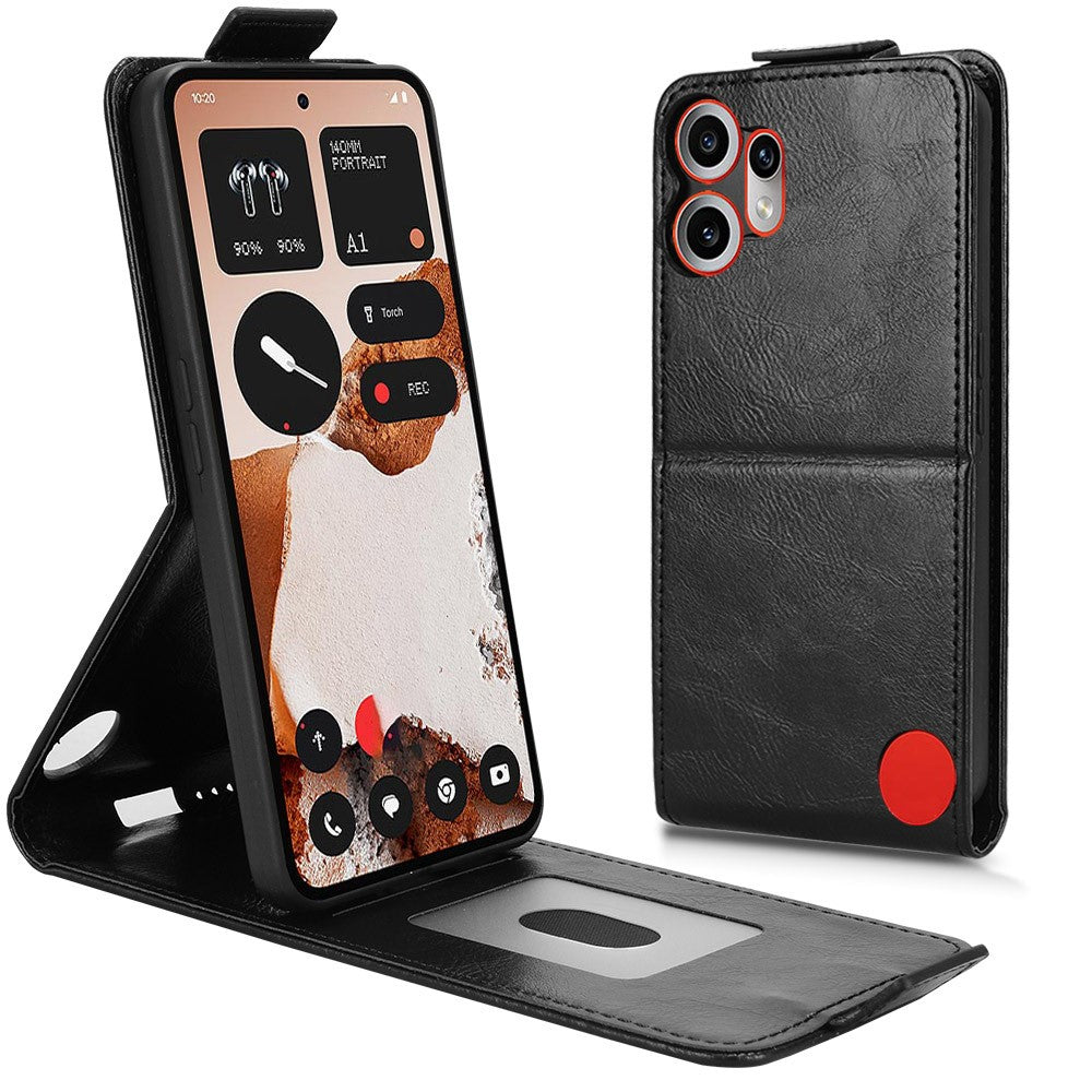 For Nothing CMF Phone 2 Pro Stand Case Magnetic Clasp Vertical Flip Leather Phone Cover with Card Holder