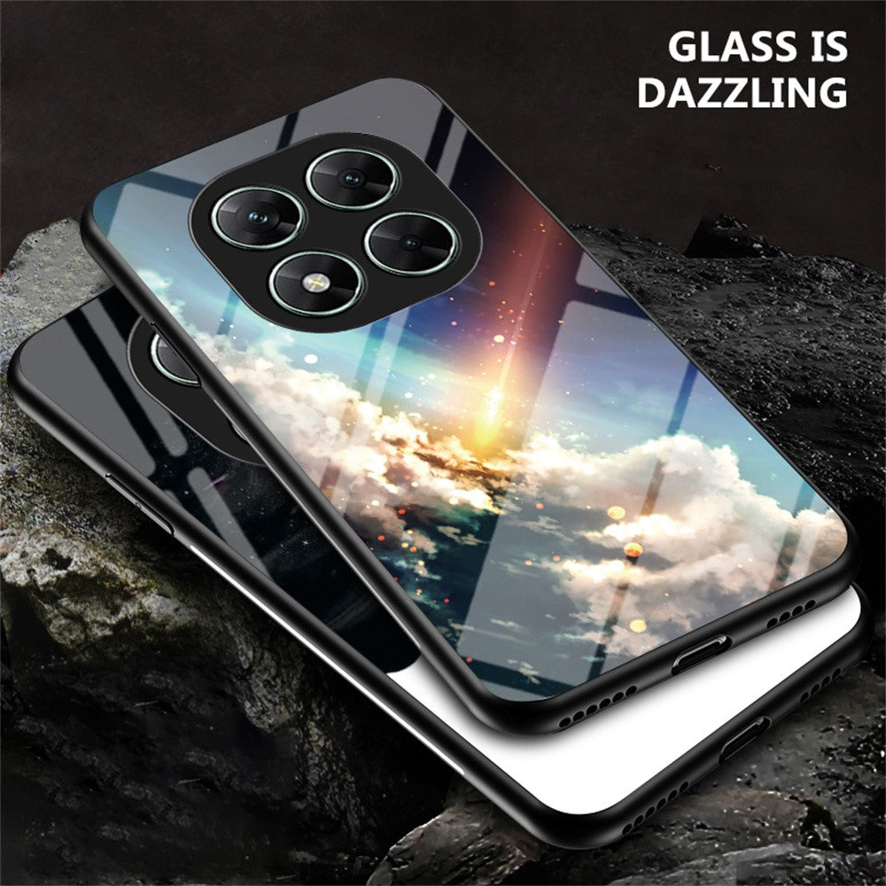 For Xiaomi Poco X7 5G / Redmi Note 14 Pro 5G Case Starry Sky Pattern Tempered Glass Phone Cover