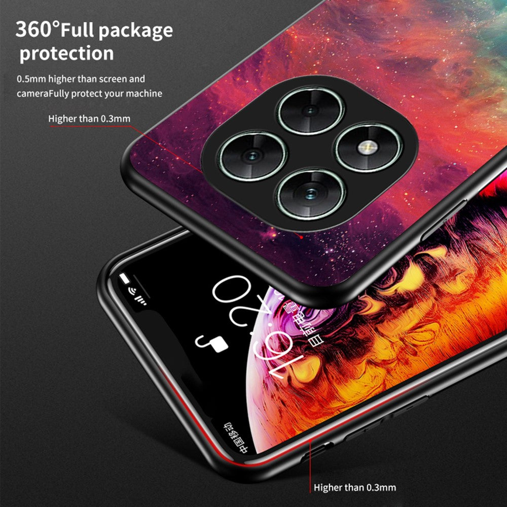 For Xiaomi Poco X7 5G / Redmi Note 14 Pro 5G Case Starry Sky Pattern Tempered Glass Phone Cover
