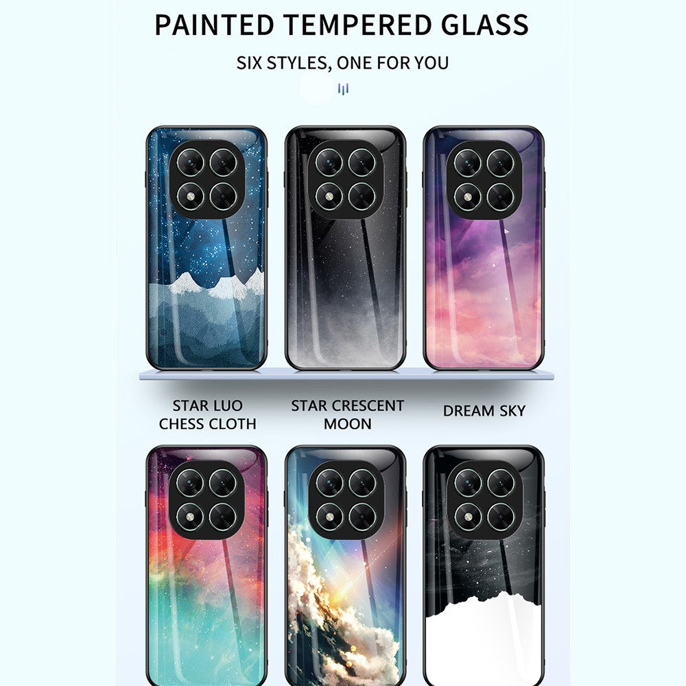 For Xiaomi Poco X7 5G / Redmi Note 14 Pro 5G Case Starry Sky Pattern Tempered Glass Phone Cover