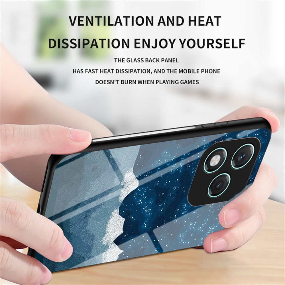 For Honor 400 Lite 5G Case Starry Sky Pattern Tempered Glass Phone Cover