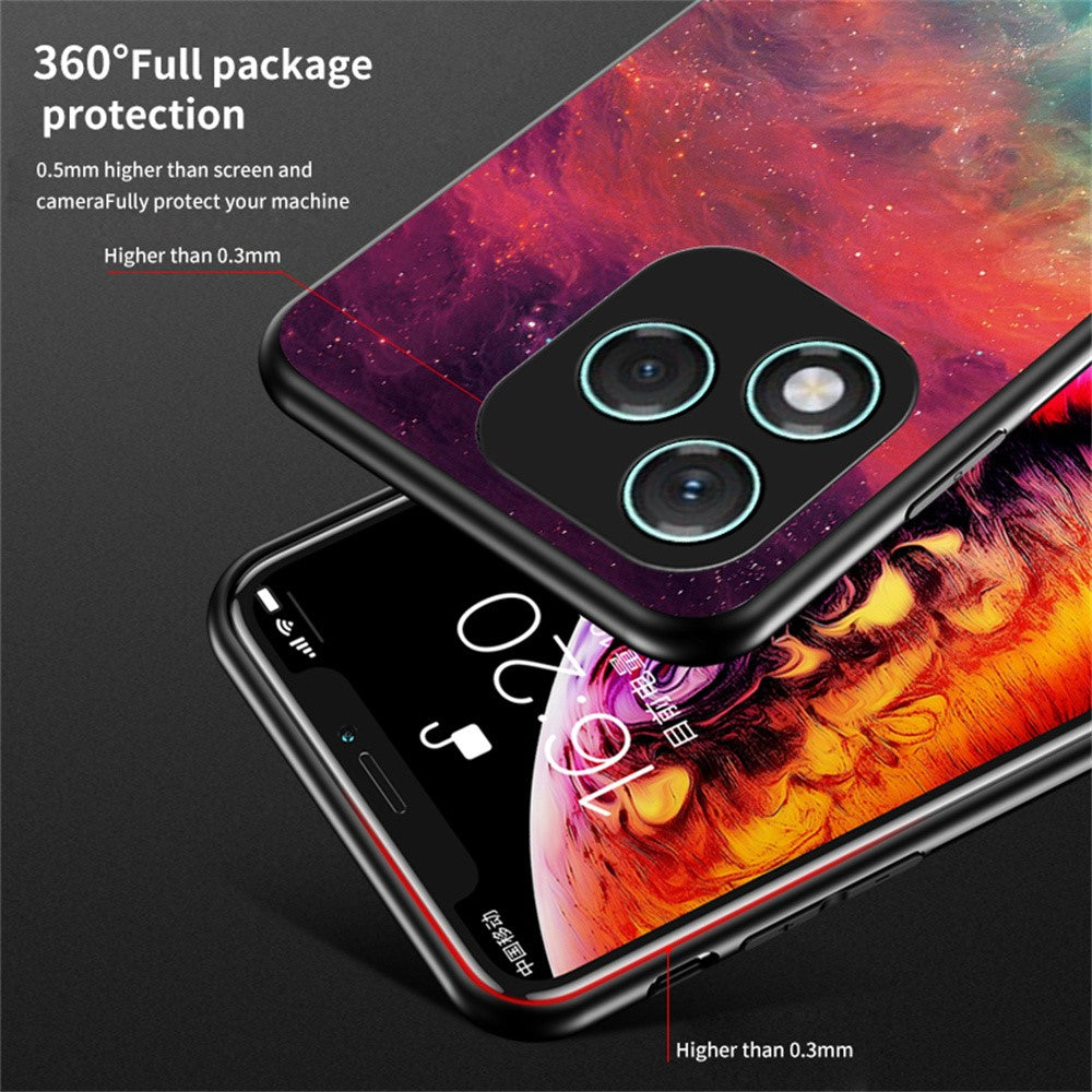 For Honor 400 Lite 5G Case Starry Sky Pattern Tempered Glass Phone Cover