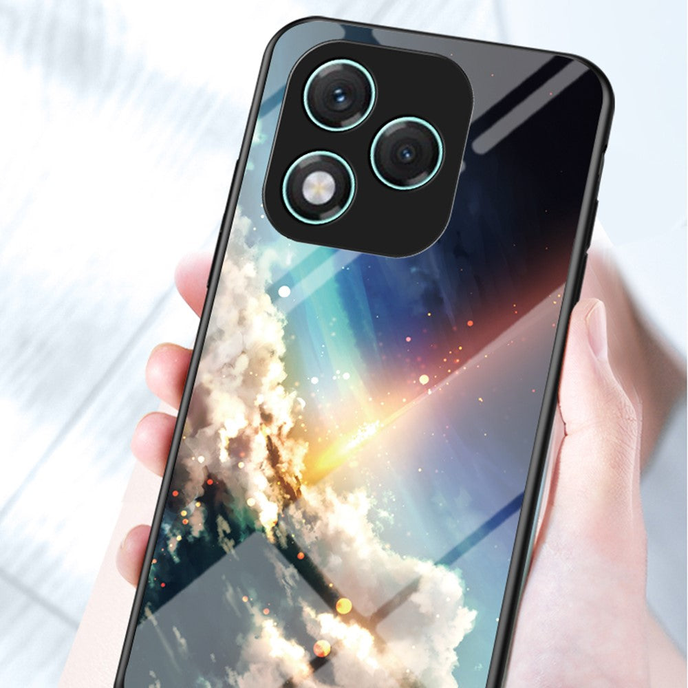 For Honor 400 Lite 5G Case Starry Sky Pattern Tempered Glass Phone Cover