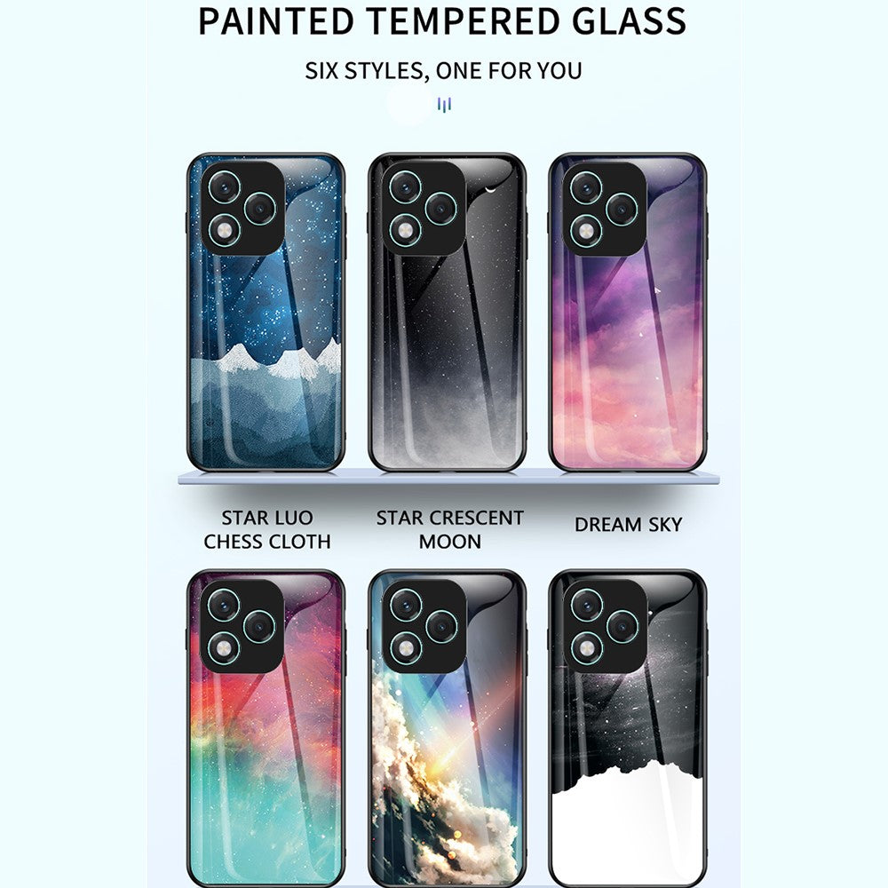 For Honor 400 Lite 5G Case Starry Sky Pattern Tempered Glass Phone Cover