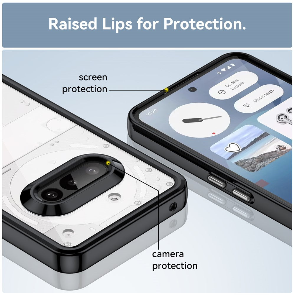 Nothing Phone (3a) Handyhülle – TPU-Acryl-Abdeckung mit gehärtetem Glas (große Linsenöffnung)