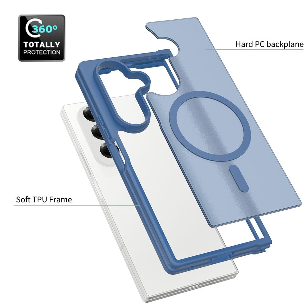 For Samsung Galaxy Z Fold7 5G Magnetic Case TPU Frame Acrylic Back Phone Cover Skin Touch